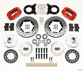 Wilwood Dynapro Dust-Boot Front Kit 11.00in Dril Red 1965-1969 Mustang Disc & Drum Spindle