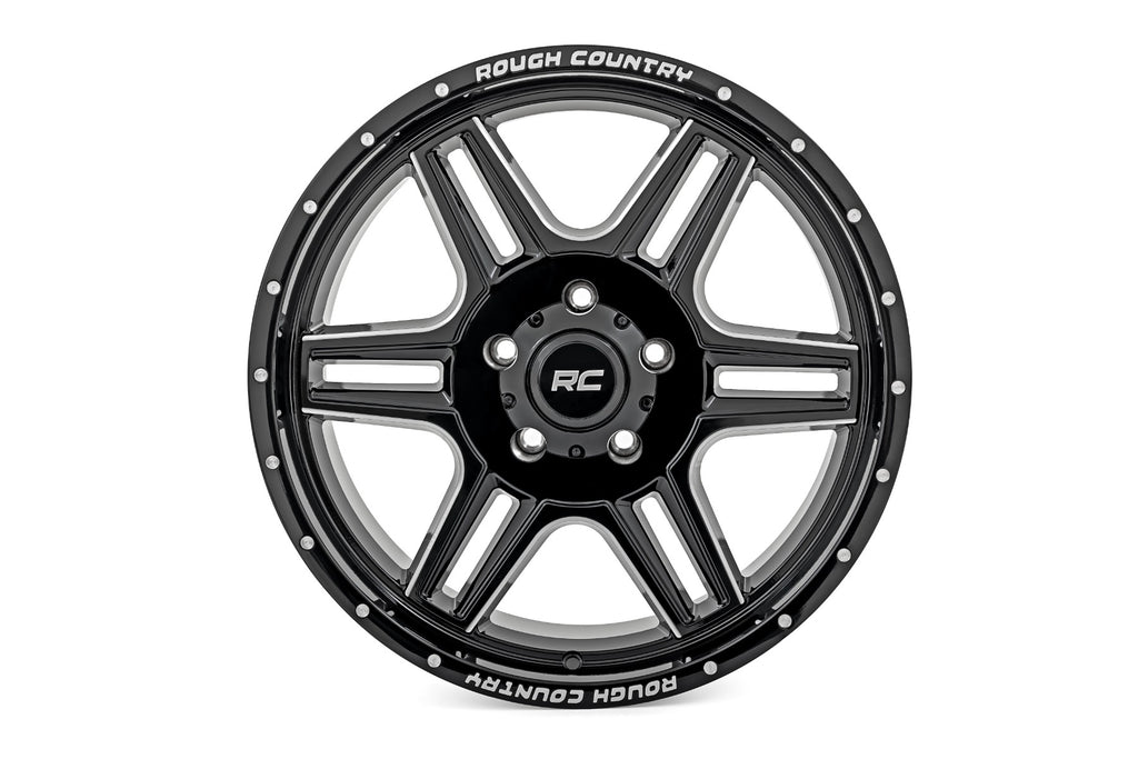 Rough Country 92 Series Wheel | Machined One-Piece | Gloss Black | 18x9 | 5x5 | +0mm
