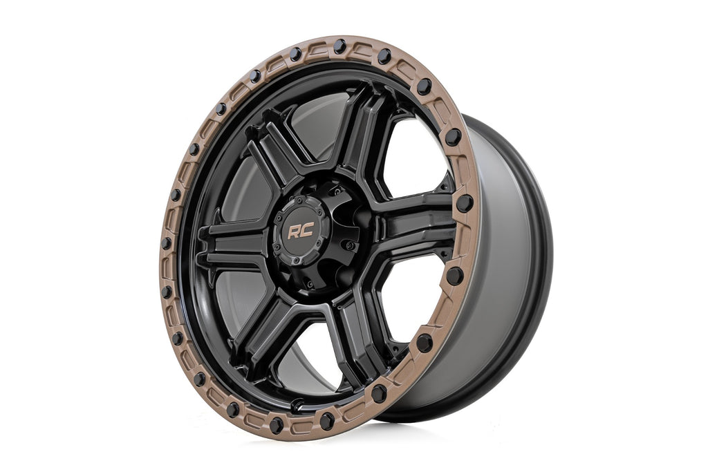 Rough Country 79 Series Wheel | One-Piece | Semi Gloss Black w/Bronze Ring | 17x8.5 | 5x5 | 0mm