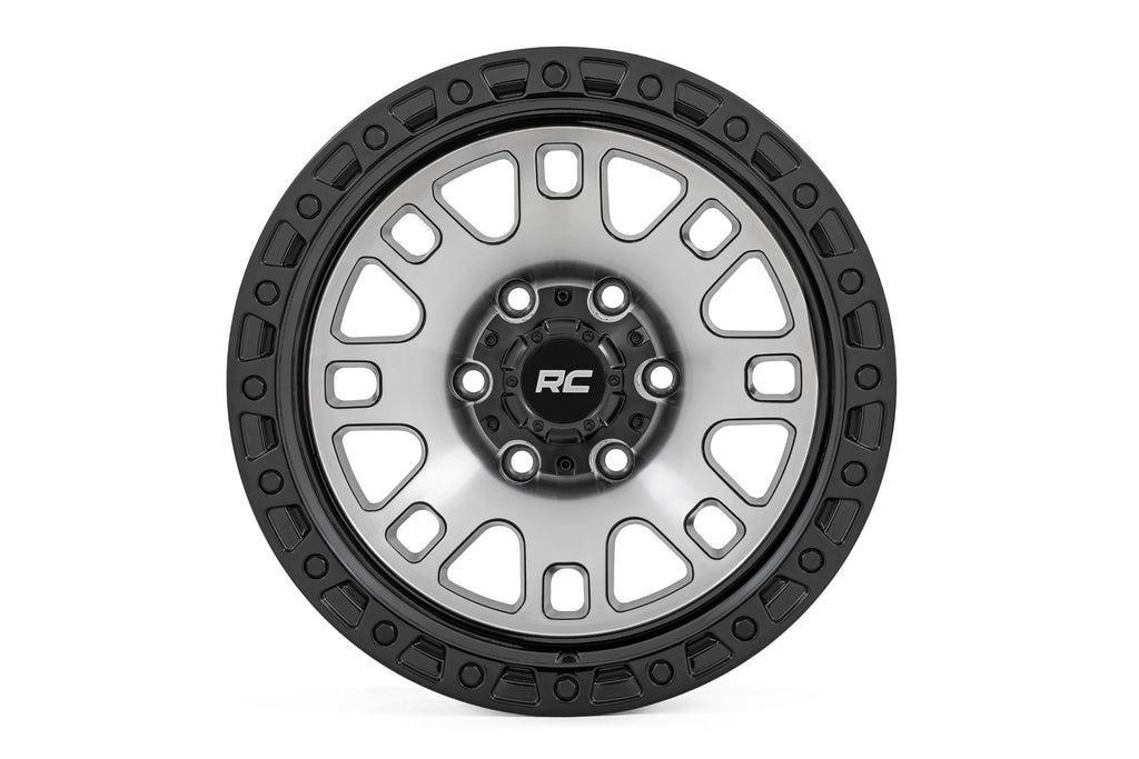 Rough Country 82 Series Wheel | One-Piece | Machined Semi Gloss Black | 18x9 | 6x5.5 | -12mm