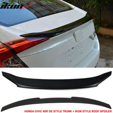 Load image into Gallery viewer, Fits 16-21 Civic X Sedan Trunk Spoiler Decklid + IKON Roof Spoiler