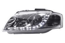 Load image into Gallery viewer, Audi A3 (8P / 8PA) Chrome LED Headlights with Daytime Running Lights (2003 - 2007)
