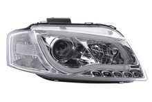 Load image into Gallery viewer, Audi A3 (8P 8PA) Chrome LED Headlights with Daytime Running Lights (2003-2008)