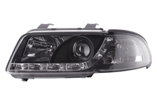 Load image into Gallery viewer, Audi A4 (B5 8D) Black LED Headlights with Daytime Running Lights (1999-2001) - With R87 approval