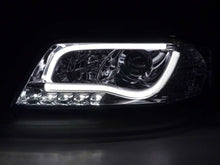 Load image into Gallery viewer, Audi A6 (C5 4B) Chrome LED Headlights with Daytime Running Lights (1997-2001) - With R87 approval
