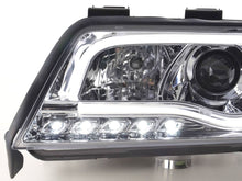 Load image into Gallery viewer, Audi A6 (C5 4B) Chrome LED Headlights with Daytime Running Lights (1997-2001) - With R87 approval