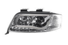 Load image into Gallery viewer, Audi A6 (C5 4B) Chrome LED Headlights with Daytime Running Lights (2001-2004) - With R87 approval