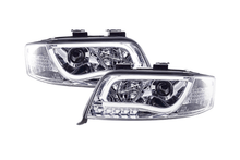 Load image into Gallery viewer, Audi A6 (C5 4B) Chrome LED Headlights with Daytime Running Lights (2001-2004) - With R87 approval