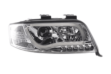 Load image into Gallery viewer, Audi A6 (C5 4B) Chrome LED Headlights with Daytime Running Lights (2001-2004) - With R87 approval