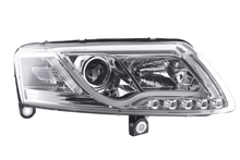 Load image into Gallery viewer, Audi A6 (C6 4F) Chrome LED Headlights with Daytime Running Lights (2004-2008)