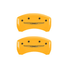 Load image into Gallery viewer, MGP 4 Caliper Covers Engraved Front &amp; Rear Style 2/Chrysler Wing Yellow finish black ch