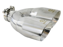 Load image into Gallery viewer, aFe Takeda 2.5in 304 Stainless Steel Clamp-on Tip Passenger Side 2.5in Inlet 4inDual - Polished