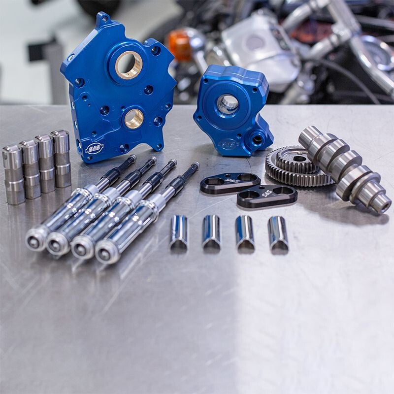 S&S Cycle 2017+ M8 Models Gear Drive 475G Cam Chest Kit w/ Chrm Pushrod Tubes - WC - Incl. VVT
