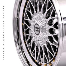 Load image into Gallery viewer, 17x8.5 In Platinum Chrome Hayame Performance Wheel Rims Gold Accent