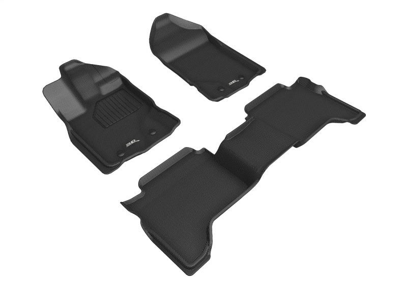 3D MAXpider 2019-2020 Ford Ranger Supercrew Kagu 1st & 2nd Row Floormats - Black