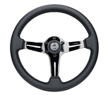 Load image into Gallery viewer, NRG Light Weight Gaming Steering Wheel - 350mm 3 Black Chrome Silver Spokes Perforated Leather