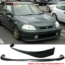 Load image into Gallery viewer, Fits Civic 96-98 3Dr SIR Front + Rear Bumper Lip Spoiler Black PU