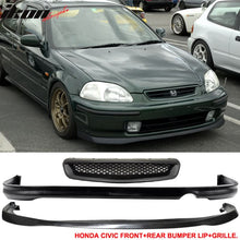 Load image into Gallery viewer, Fits Honda Civic 96-98 2 SIR Front Rear Bumper Lip + T-R Front Grille