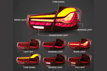 Load image into Gallery viewer, BMW 3-Series 6th Gen F30 F35 F80 GTS Style -Red or Smoked- OLED Dynamic Tail Lights (2012-2019)