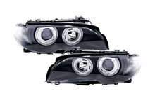 Load image into Gallery viewer, BMW E46 3-Series Coupe Black OE+ Angel Eyes Headlights - (2002-2005)
