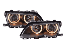 Load image into Gallery viewer, BMW E46 3-Series Sedan Black OE+ Angel Eyes Headlights - (2003-2006)