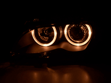 Load image into Gallery viewer, BMW E46 3-Series Sedan Black OE+ Angel Eyes Headlights - (2003-2006)
