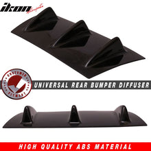 Load image into Gallery viewer, Universal 14"x6" 3 Fins Gloss Black Rear Bumper Diffuser ABS