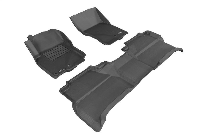 3D MAXpider 2005-2019 Nissan Frontier Crew Cab Kagu 1st & 2nd Row Floormats - Black