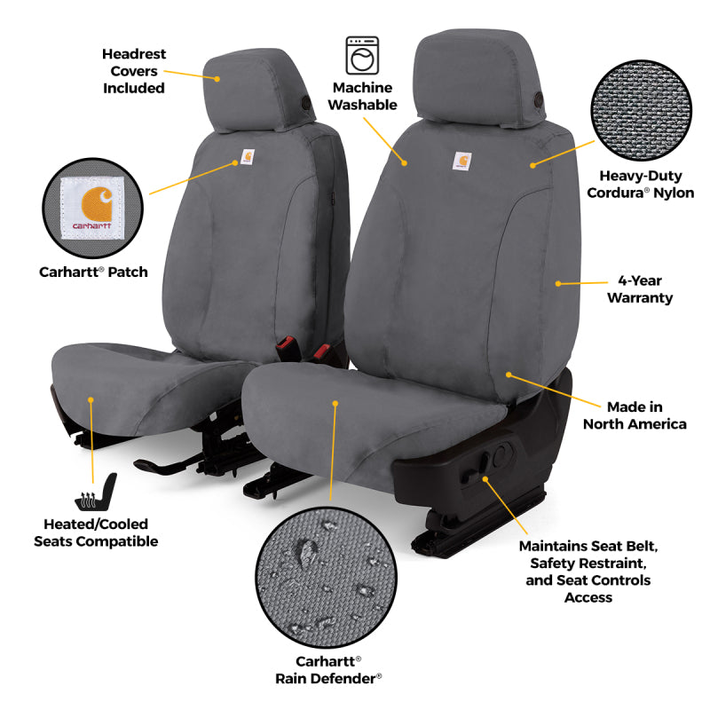 Covercraft 15-22 Chevrolet Colorado Carhartt Super Dux SeatSaver Frt Row Custom Seat Cover - Gravel