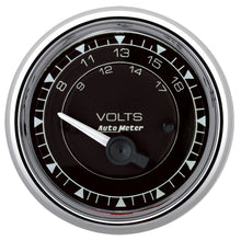 Load image into Gallery viewer, AutoMeter Chrono 2-1/16in 18V Electric Voltmeter Gauge - Chrome