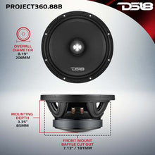 Load image into Gallery viewer, DS18 PROJECT360 8in Mid-High 100.2 dB Bullet Loudspeaker 300W RMS 8-Ohm Rotating Recone Design