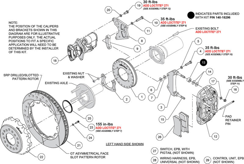 Wilwood kit rear EPB XRS4R big ford new style 2.50 offset 14.00 rotor GT