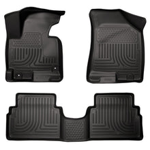 Load image into Gallery viewer, Husky Liners 2014 Kia Sportage w/Retain Hooks WeatherBeater Combo Front &amp; 2nd Row Black Floor Liners