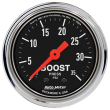 Load image into Gallery viewer, AutoMeter Gauge Boost 2-1/16in. 35 PSI Mechanical Traditional Chrome