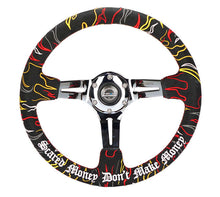 Load image into Gallery viewer, NRG Reinforced Steering Wheel R Litteral Sig 3in Deep/5mm Chrm Spk - Blk Alc w/ Red Stitch
