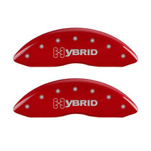 Load image into Gallery viewer, MGP 4 Caliper Covers Engraved Front &amp; Rear GM Style/Hybrid Red finish silver ch