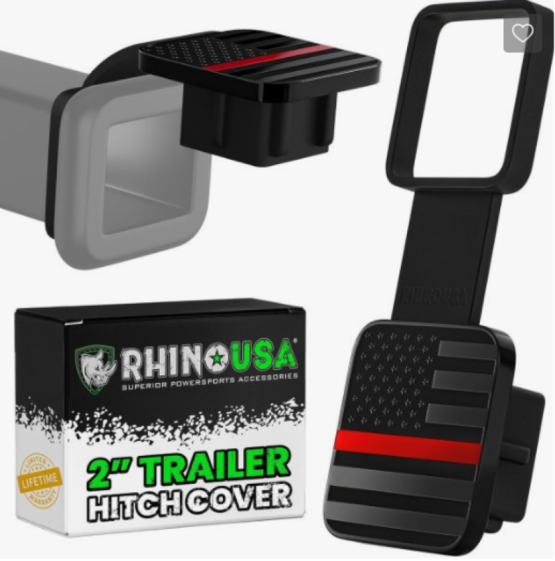 Rhino USA 2In American Flag Hitch Cover - Black & Red