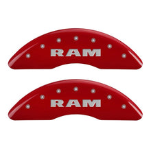 Load image into Gallery viewer, MGP 4 Caliper Covers Engraved Front &amp; Rear RAM Red finish silver ch