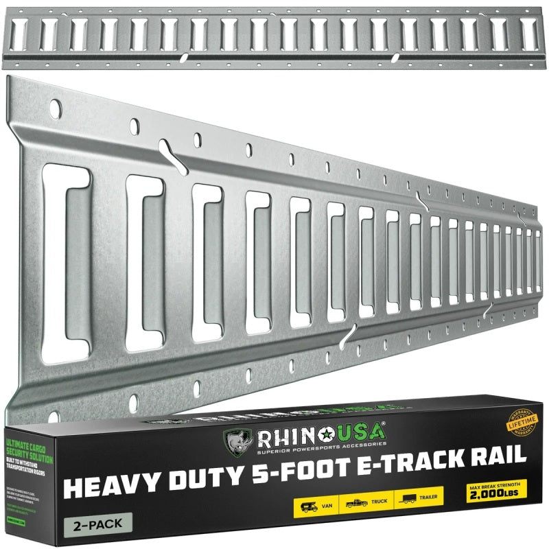 5Ft E-Track Tie-Down Rails, Silver (2 Pack)