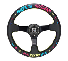 Load image into Gallery viewer, NRG Reinforced Steering Wheel - Oak Tree Outlaws 3in Deep/5mm Blk Spk 350mm Wheel - Blk Perf Lthr