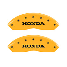 Load image into Gallery viewer, MGP 4 Caliper Covers Engraved F &amp; R Honda Yellow Finish Black Char 2011 Honda Accord Crosstour