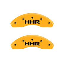 Load image into Gallery viewer, MGP 2 Caliper Covers Engraved Front &amp; Rear HHR Yellow Finish Black Char 2010 Chevy HHR