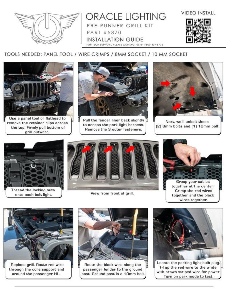 Oracle Pre-Runner Style LED Grille Kit for Jeep Wrangler JL - Red NO RETURNS