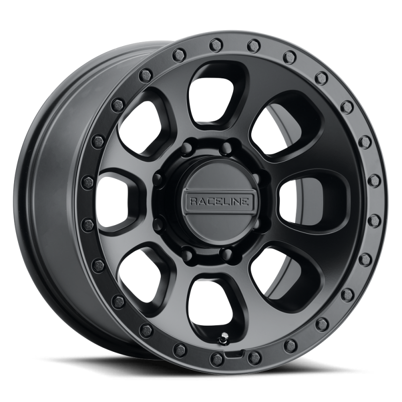 Raceline 961B Bolt 17x9in / 5x127 BP / -12mm Offset / 78.1mm Bore - Satin Black