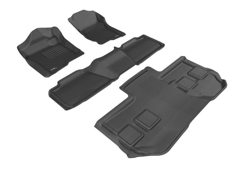 3D MAXpider 2011-2014 Chevrolet Suburban Kagu 1st & 2nd & 3rd Row Floormats - Black
