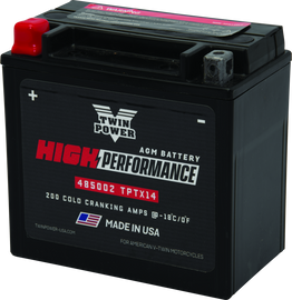 Twin Power YTX14  High Performance Battery Replaces H-D 65948-00 Made in USA