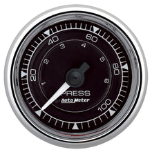 Load image into Gallery viewer, Autometer Chrono 2-1/16in 100PSI Mechanical Pressure Gauge - Chrome