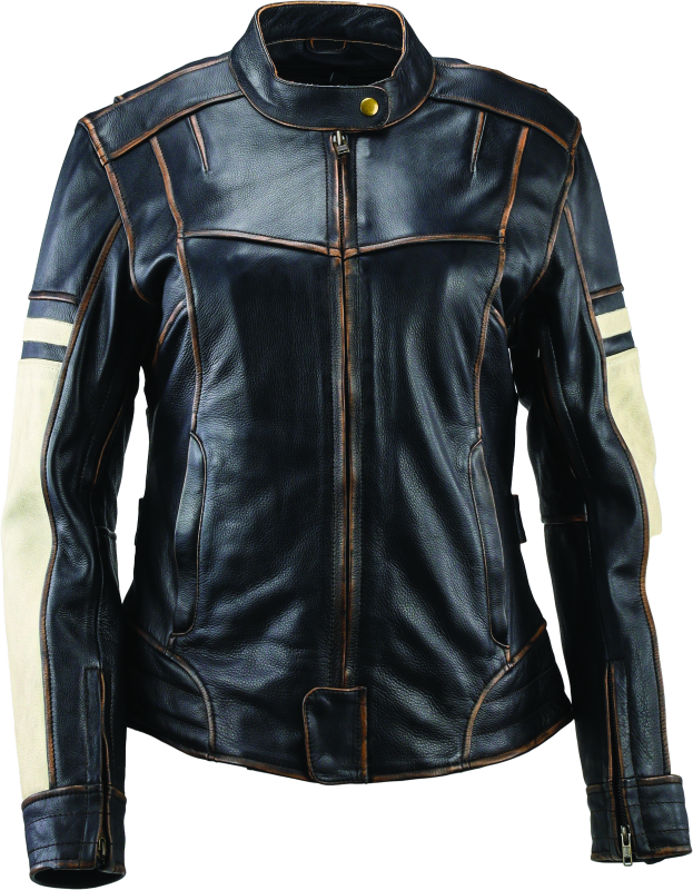 Kuryakyn By River Road Dame Vintage Leather Jacket Black Womens - 2XL