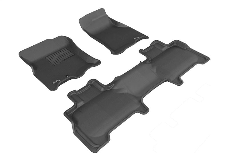 3D MAXpider 2007-2010 Ford Expedition Kagu 1st & 2nd Row Floormats - Black