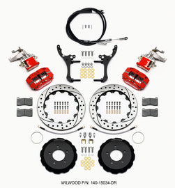 Wilwood Dynapro Radial4 / MC4 Rear Kit 12.88 Drilled Red 2006-15 Miata w/Lines & Cables